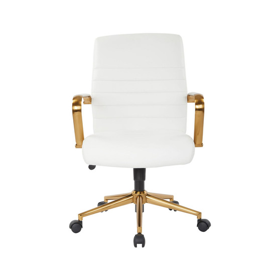 Mid-back Faux Leather Chair with Arms and Base