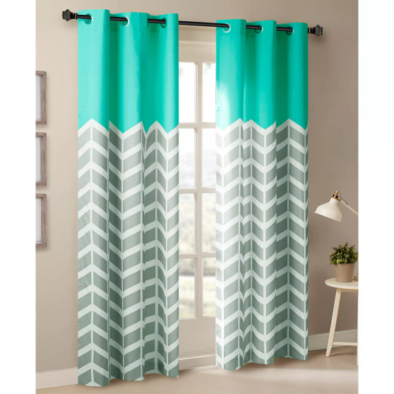 Intelligent Desgin Alex Colorblock Chevron Print Insulated Curtain Sets