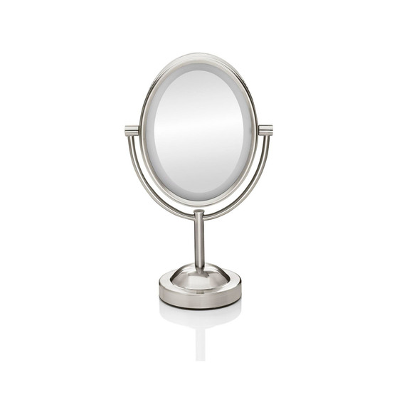 Double-Sided Lighted Oval Mirror