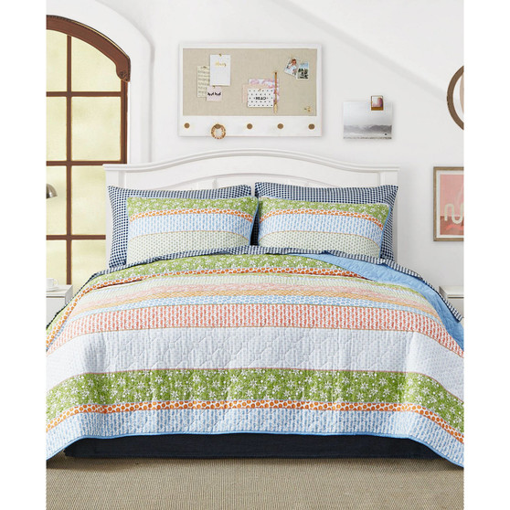 Charlie Cotton Reversible 3 Piece Quilt Set, Full/Queen