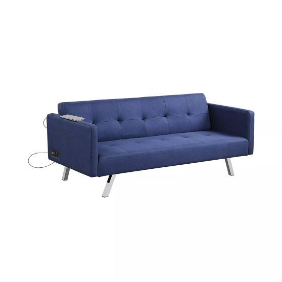 Convertible Futon Sofa Bed Folding Recliner USB Ports&Power Strip