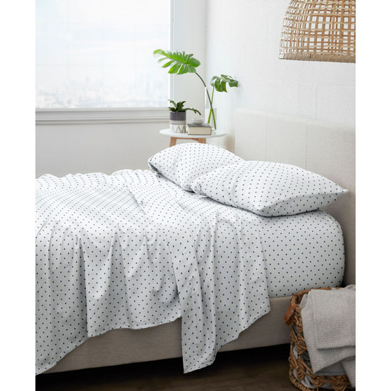 Home Collection Premium Ultra Soft Dots Pattern 3 Piece Bed Sheets Set, Twin