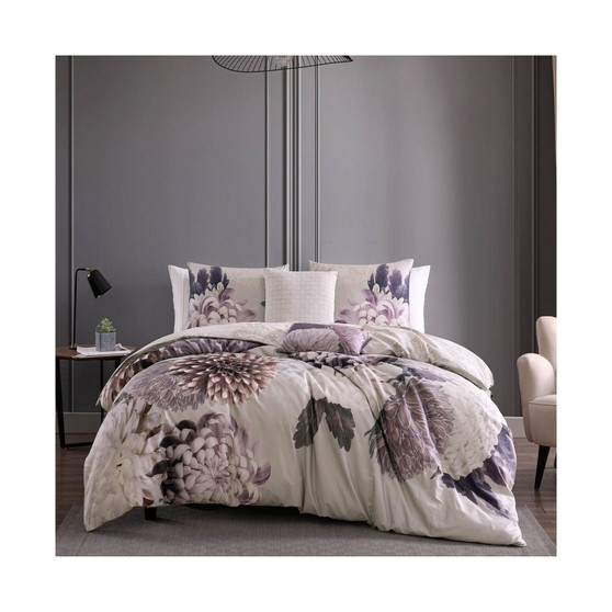 Bloom Purple Bedding 100% Cotton 230 Thread Count 5-Piece King Size Reversible Comforter Set
