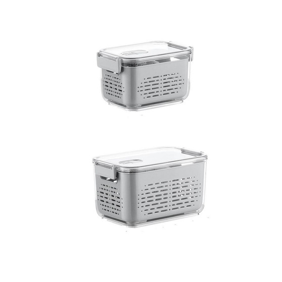 2-Pack Multi-Functional Produce Saver Containers, Grey
