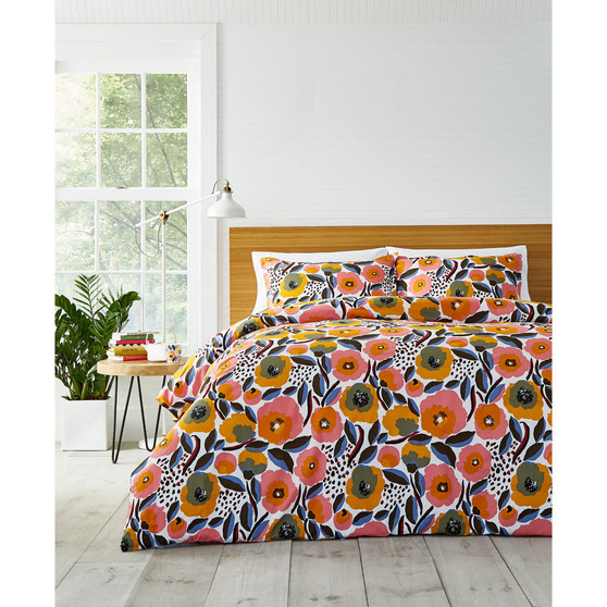 Rosarium Cotton Reversible 3 Piece Duvet Cover Set, Full/Queen