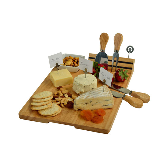 Windsor hardwood Cheese Board Set -Tools, Cheese Markers, Bowl