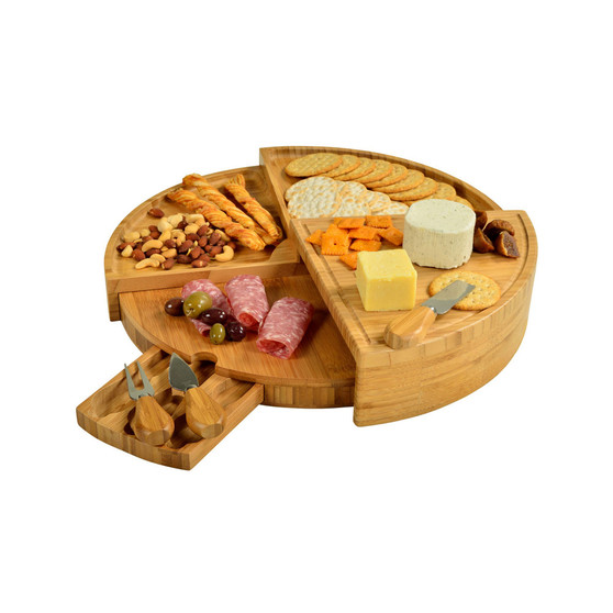 Vienna Transforming Multilevel Bamboo Cheese Board Set with Tools