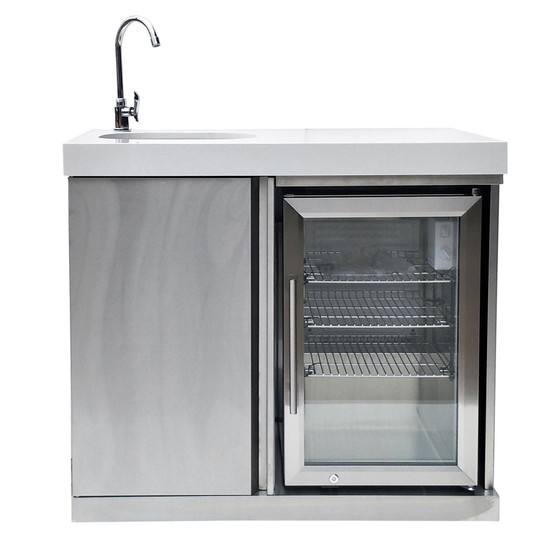 Outdoor Kitchen Stainless Steel Sink and Fridge