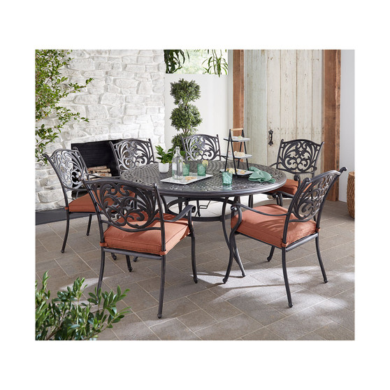 Chateau Outdoor Cast Aluminum 7-Pc. Dining Set (60" Round Dining Table and 6 Dining Chairs), Created for Macy's