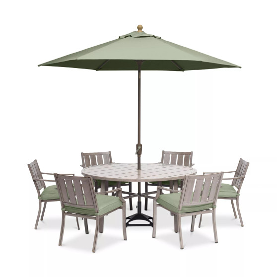 Wayland Outdoor Aluminum 7-Pc. Dining Set (60" Round Dining Table & 6 Dining Chairs), Created for Macy's