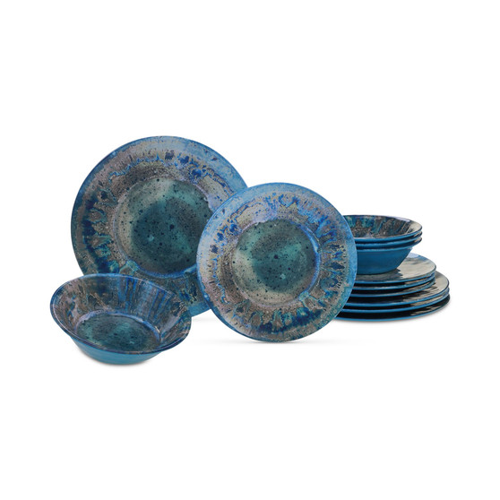 Radiance Teal Melamine 12-Pc. Dinnerware Set