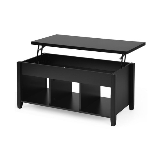 Lift Top Coffee Table w/ Hidden Compartment and Storage Shelves
