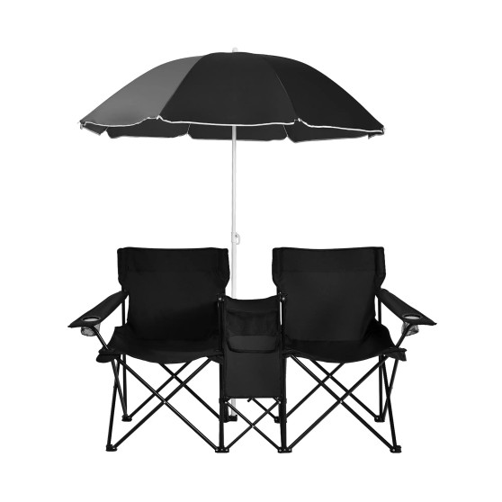 Folding Picnic Double Chair W/Umbrella Table Cooler Beach
