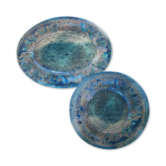 Radiance Teal Melamine 2-Pc. Platter Set