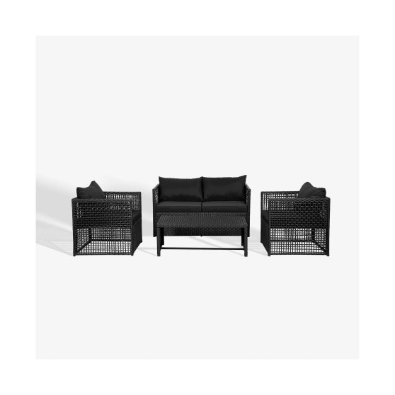 4-Piece Wicker Outdoor Patio Conversation Set with Coffee Table