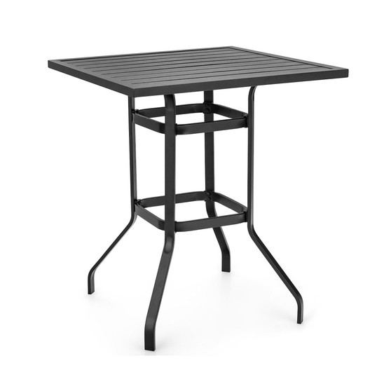 32'' Patio Square Bar Table Metal Cafe Bistro Table Garden Deck