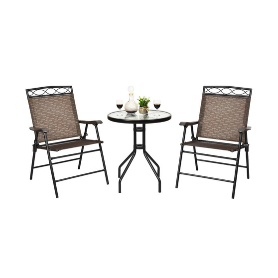 3 PCS Bistro Conversation Patio Pub Dining Set