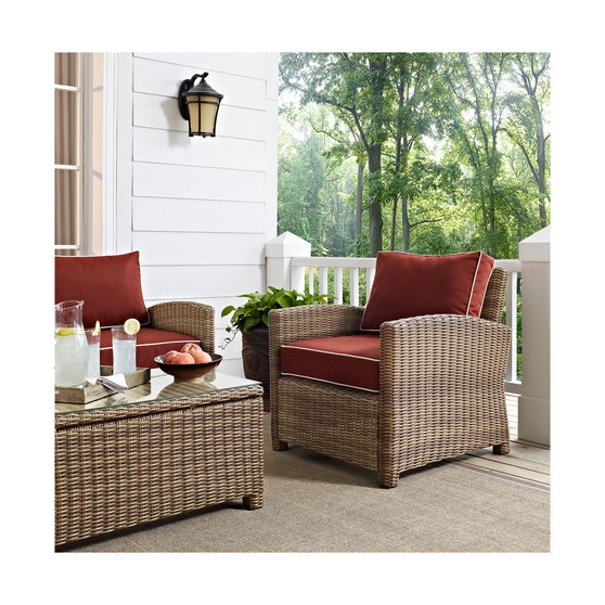 Bradenton Outdoor Wicker Arm Chair With Cushions