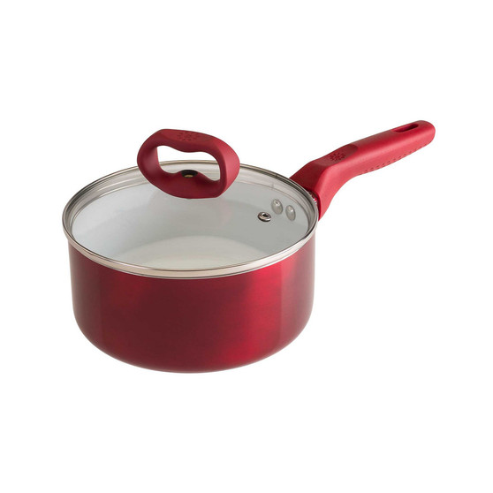 Aluminum 2 Quart Bliss Non-Stick Saucepan with Glass Lid