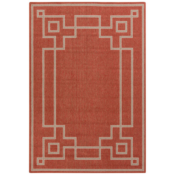Alfresco ALF-9631 Rust 8'9" Square Area Rug, Indoor/Outdoor
