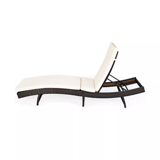Patio Rattan Folding Lounge Chair Chaise Adjustable