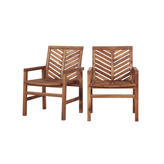 Patio Wood Chairs, Set Of 2