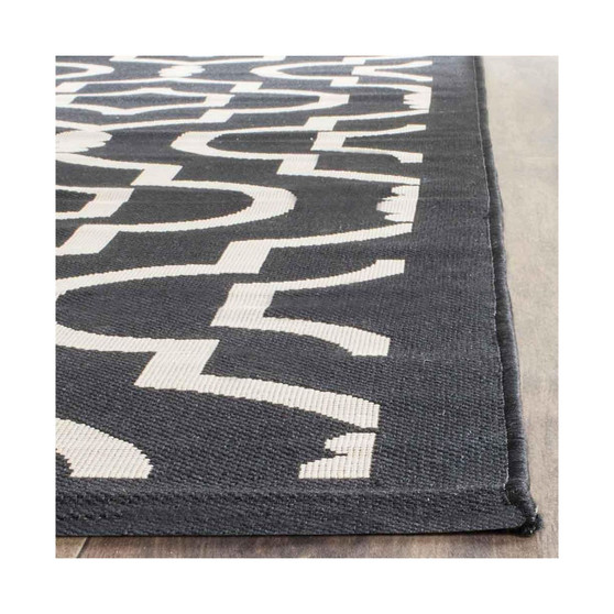 Courtyard Black and Beige 9' x 12' Sisal Weave Outdoor Area Rug