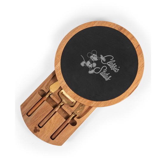 Disney's Mickey Mouse Insignia Acacia and Slate Charcuterie Board with Cheese Tools
