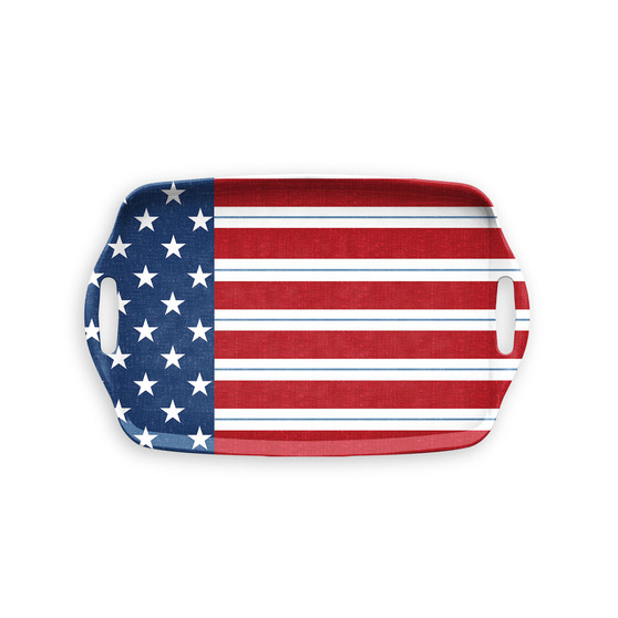 Melamine Stars Stripes Handled Tray, 19"