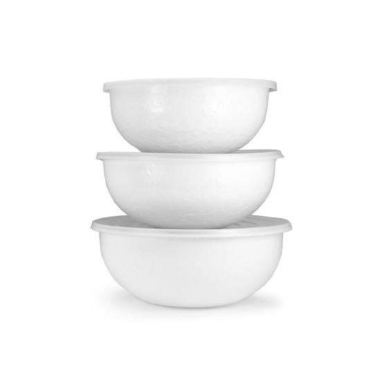 Solid White Enamelware Collection Mixing Bowls, Set of 3