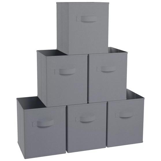 Foldable Storage Cube Bin with Dual Handles- Set of 6
