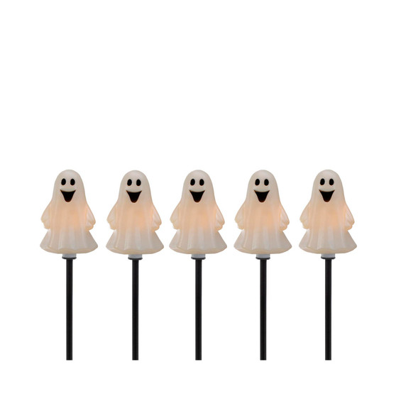 Ghost Shaped Halloween 5 Piece Pathway Markers with 3.75' Black Wire Set