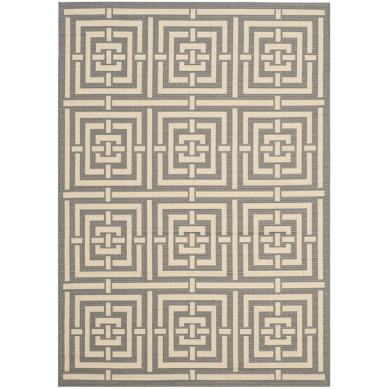 Courtyard Gray and Cream 5'3" x 7'7" Sisal Weave Outdoor Area Rug
