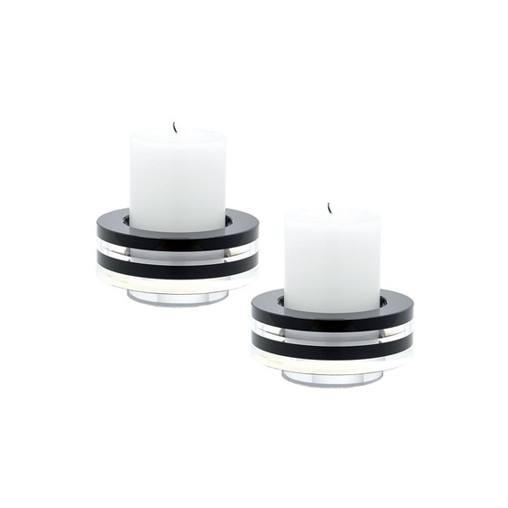 Tuxedo Crystal Candleholder - Set Of2