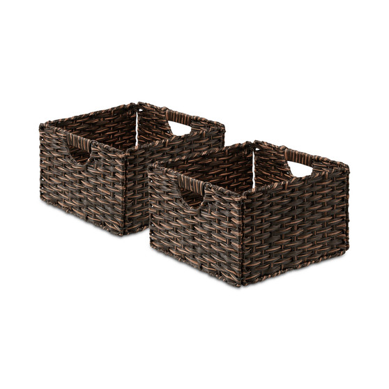 Foldable Handwoven Cube Storage Baskets, Set of 2