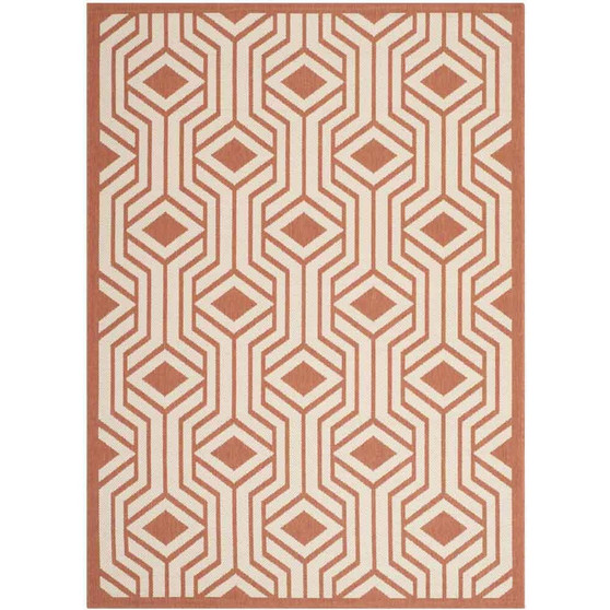 Courtyard Beige and Terracotta 4' x 5'7" Sisal Weave Outdoor Area Rug