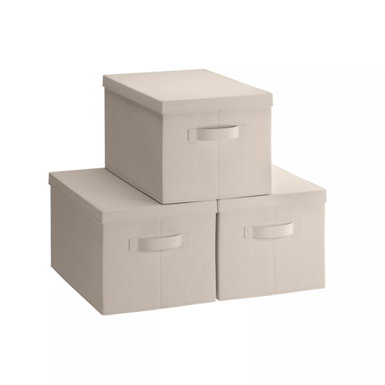 Foldable XLarge Storage Bin with Handles and Lid - Set of 3