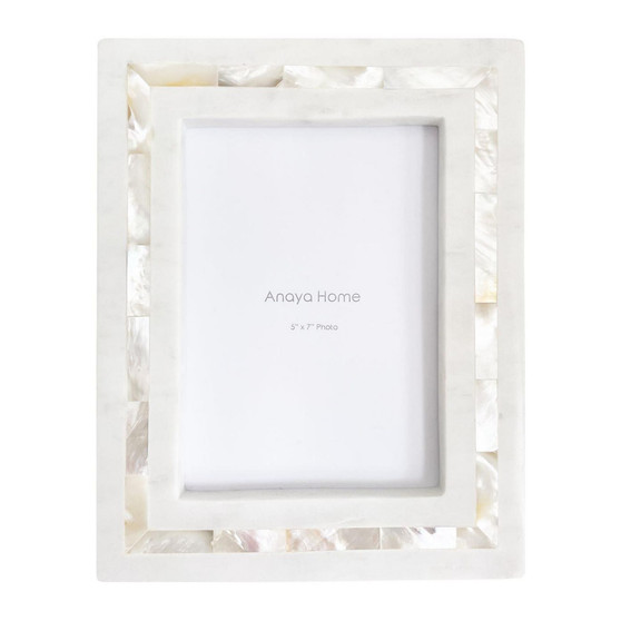White Mother of Pearl White Marble Picture Frame 5x7