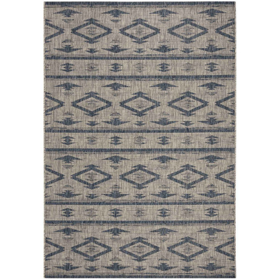 Courtyard Gray and Navy 4' x 5'7" Outdoor Area Rug