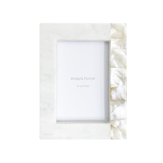 White Mother of Pearl White Marble Picture Frame 4x6