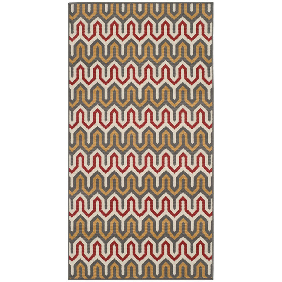 Hampton Dark Gray and Rust 2'7" x 5' Outdoor Area Rug