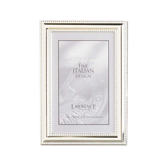 Metal Picture Frame Silver-Plate with Delicate Beading - 4" x 6"