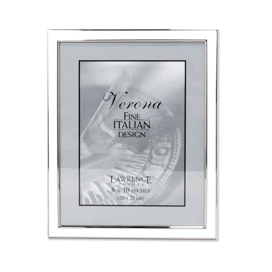 Silver Plated Metal with White Enamel Picture Frame - 8" x 10"