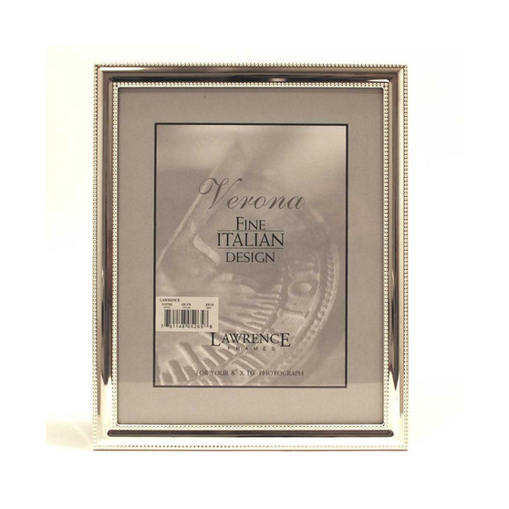 Metal Picture Frame Silver-Plate with Delicate Beading - 8" x 10"