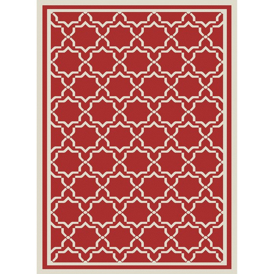 Courtyard Red and Bone 9' x 12' Outdoor Area Rug