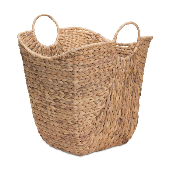 Tall Water Hyacinth Wicker Basket with Handles