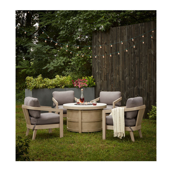 Reid Outdoor 5-Pc. Chat Set (1 Fire Pit & 4 Club Chairs), Created for Macy's