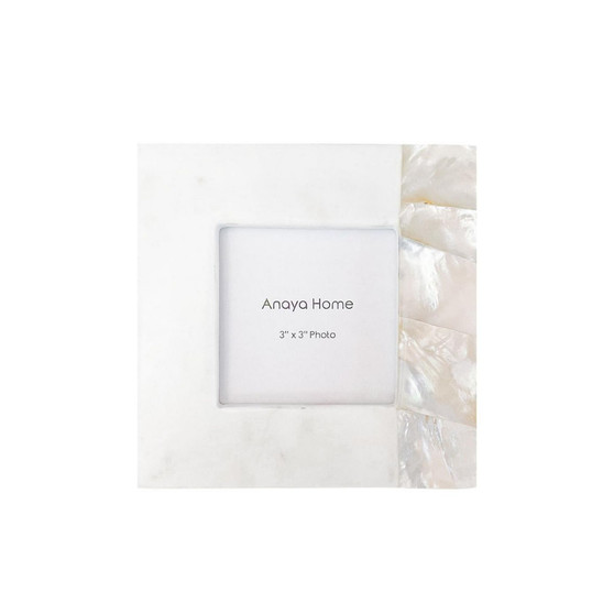 White Mother of Pearl White Marble Picture Frame 3x3