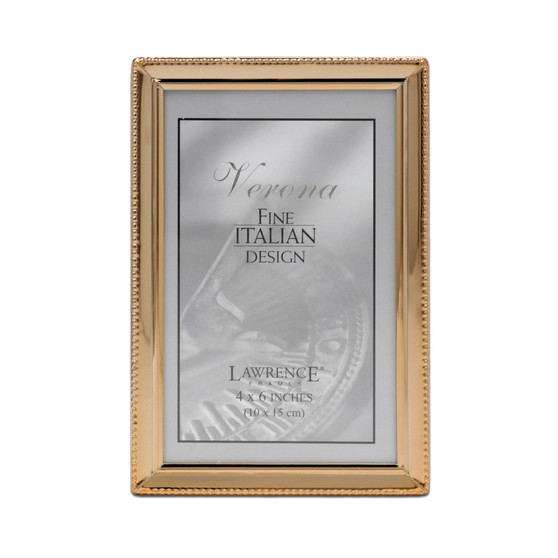 Polished Metal Picture Frame - Bead Border Design, 4" x 6"