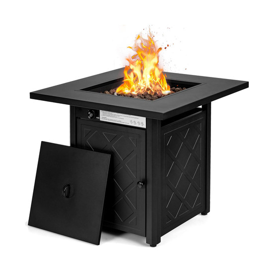 28'' Propane Fire Pit Table 50,000 BTU Patio Square Gas Fireplace W/Lava Rock